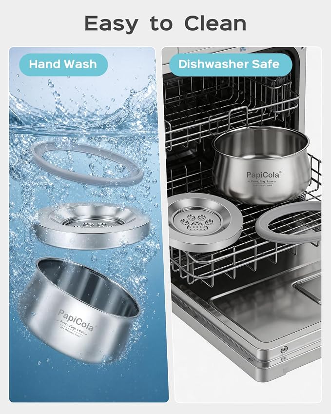 No Spill Dog Water Bowl, Slow Drinking Dog Water Bowl | Anti-Splash & No Drip Stainless Steel Dog Water Bowl for Mess-Free Floors, Double Wall with 2-Layer Insulated Cooling