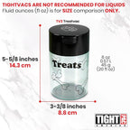 Tightpac Pawvac 1 to 6 Ounces Container, Airtight Pet Food and Treats Storage Jar - Patented Vacuum Seal Container for Pet Food, Treats and other Dry Goods - Clear with Treats