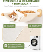 Cat Wall Shelves Set with Hammock and 2 Solid Wood Sisal Steps | 3-piece cat wall set includes 1 reversible canvas-plush hammock and 2 solid wood steps with removable sisal mats
