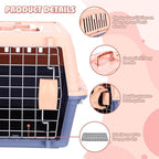 2 Set 18.9" Pet Carrier for Small Cats and Dogs, Hard Sided Plastic Cat Kennel for Pet with Front Door Security Lock Fully Breathable Travel Crate, up to 13 Lbs(Blue,18.9 x 12.6 x 11.8 Inch)