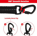 Long Dog Leash 10 FT: Heavy Duty Rope Leashes for Dogs Training with Swivel Lockable Hook Reflective Threads Bungee and Padded Handle - Dog Lead for Large Small Medium Dogs Outside Walking Hiking Red