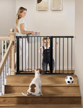 COMOMY 30" Tall Baby Gate for Stairs Doorways, Fits Openings 29.5" to 46" Wide, Auto Close Extra Wide Dog Gate for House, Pressure Mounted Easy Walk Through Pet Gate with Door, Black | Auto Close Extra Wide Dog Gate for House, Pressure Mounted Easy Wal...