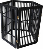 Urnporium Pet Dog Gate Freestanding, Strong Durable Folding Wooden Fence, Portable Acacia Hardwood Safety Barrier for Indoor & Outdoor Use (Black Pet Gate, 5 Panel 30" Tall)
