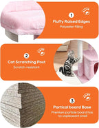 SYANDLVY Pink Cat Tree for Indoor Cats Large Adult, 27" Activity Tower | Scratching Posts, Modern House with Padded Perch, Kittens Condo, Cat Cave, Pink