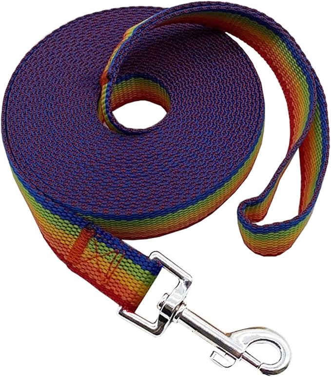 Nylon Training Dog Leash for Small Medium Large Dogs, 15ft 20ft 30ft 50ft Long Leash Dog/Puppy Lead for Obedience Recall Training, Camping (1" x 20ft, Rainbow)