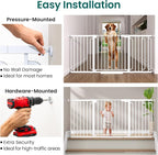 Cumbor Extra Wide Baby Gate, 36.6-69" Walk-Through Dog Gate for Stairs, Doorways & Hallways, 30.5“ Tall, Auto-Close & Dual-Swing Safety Child Gate Indoor, Easy Install Pressure-Mounted Pet Gate, White