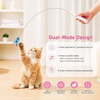 Automatic Butterfly Cat Toy, Interactive Wand with Suction Base | Rechargeable 2-in-1 wand offers handheld or suction-base play, two rotating modes, tap activation, and 3 butterfly refills.