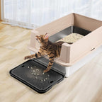 Cat Litter Box Step, Large Cat Litter Ramp with Filter Function, Black