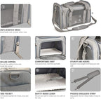 Henkelion Cat Carriers Dog Carrier Pet Carrier For Small / Medium Cats Dogs Puppies (Up To 15lbs), TSA Airline Approved Small Dog Carrier Soft Sided, Collapsible Waterproof Travel Puppy Carrier - Grey