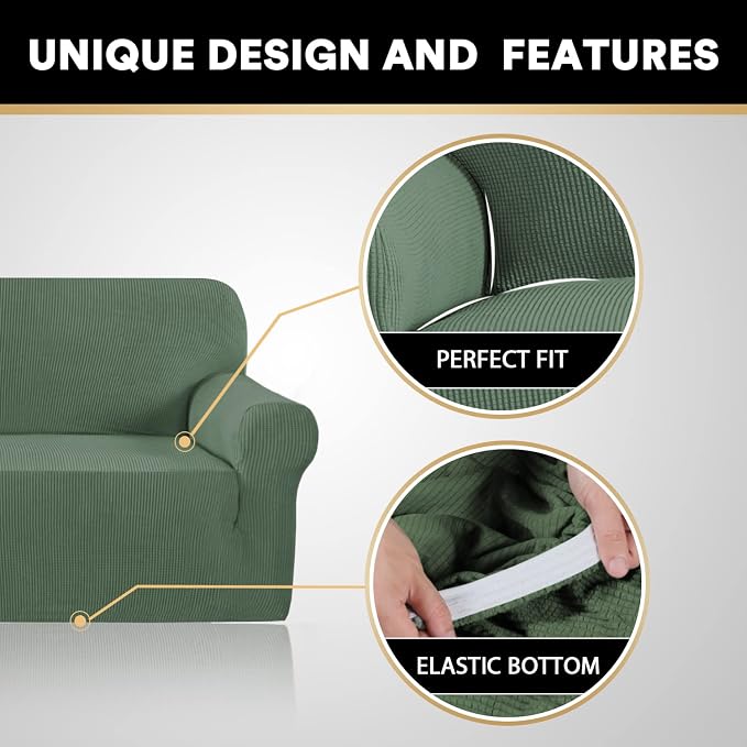 Couch Covers for 3 Cushion Couch Sofa Pet Friendly Extra Large Couch Cover for Oversized Sofa Washable Furniture Protector Fitted Sofa Slipcovers Stay in Place(XL Sofa, Loden Frost)