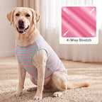 KYEESE 2Pack Dog Shirt, Soft Striped Dogs T Shirts, Lightweight Pet Tank Top, Sleeveless Dog Shirt for Medium Dogs, Stretchy Comfortable Pet Vest, Pink, 2XL