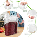 Viretec Rice Storage Container, 5 to 10lb Dry Food Airtight Dispenser, Pet Dog Cat Food Canister, BPA Free Clear Plastic Kitchen and Pantry Organization Bin for Oatmeal, Cereal, Pasta, Flour White