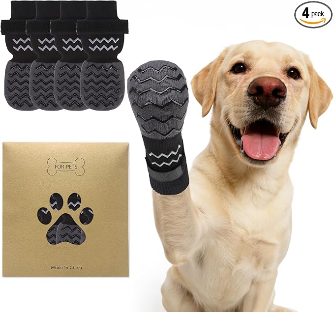 Dog Socks Shoes for Hot Pavement to Prevent Licking Paws, Summer Anti Slip Pet Booties with Grip Traction Control for Hardwood Floors, Grippy Boots & Paw Protectors for Small Medium Large Senior Dogs