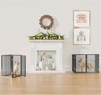 Vantas 80" x 32" Foldable Freestanding Extra Wide Dog Gate with Door,Black | Freestanding Dog Gate for Stairs and Doorways, Renter Friendly No Drill, Extra Wide, Easy Storage, With Support Feet