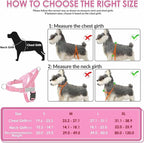 Lukovee No Pull Dog Harness and Leash Set - Adjustable Soft Padded Vest with Front Clip for Easy Control, Reflective Durable Harness for Safe Daily Training Walking for Medium Large Dogs (XL, PI)