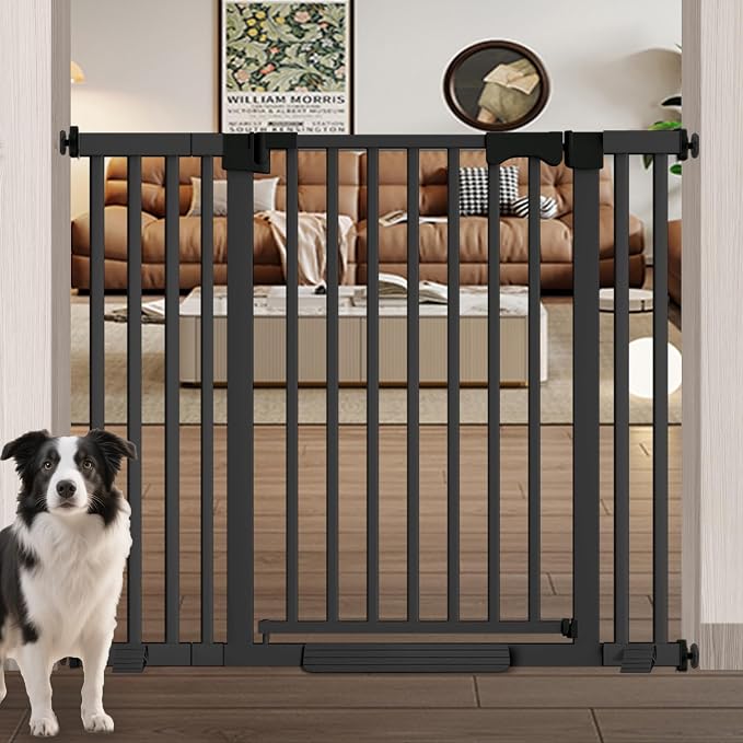 41" Extra Tall Baby Gate for Big Dog No Jumping Over, 30-49.2" Wide Pet Safety Gate Indoor for Doorways No Drilling,Auto Close Child Puppy Gates for Stairways Pressure Mounted (Black)