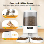 Automatic Cat Feeder with App Control, 5L Food Dispenser for 2 Cats, 2.4/5G WiFi, Dual Power, Programmable Portions, Anti-Jam & Fresh-Lock, Stainless Steel Bowls, Easy to Clean