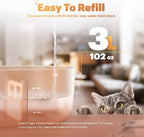 Cat Water Fountain Pumpless, Pet Fountain for Cats Indoor, 3L/102oz, Automatic Cat Water Dispenser, Stainless Steel Tray, Battery Operated Cordless with Motion Sensor