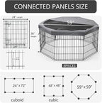 PETIME Foldable Metal Dog Exercise Pen/Pet Puppy Playpen Kennels Yard Fence Indoor/Outdoor 8 Panel 24" W x 36" H with Top Cover (with top Cover, 8 Panels 36" H)
