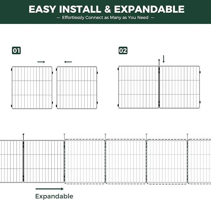FXW MiniPaws Dog Playpen, Indoor, Yard & RV Camping, 20" H, 32 Panels | Portable, Expandable Layout, Tool-Free Setup, For Puppies & Small Dogs