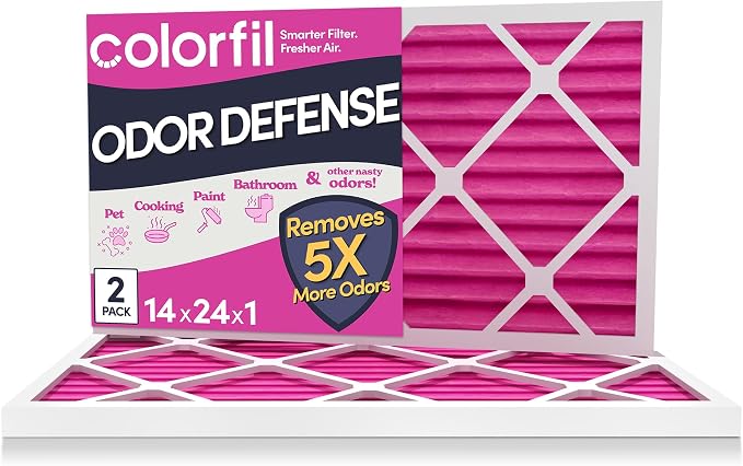 14x24x1 Air Filter (2-Pack) | Made in the USA | Color Changing | Remove Cat and Dog Odor | MERV 8 for Pet Hair Dander and Dust | 13.75"x23.75"x0.75" Exact Size