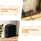 SNUOWU 16 Inch Full Metal Freestanding Short Dog Gate for Small Dogs, Foldable 8-Panel Pet Barrier, Expands Up to 96" Wide, Indoor Safety Fence for Doorway, Home & Stairs, Black