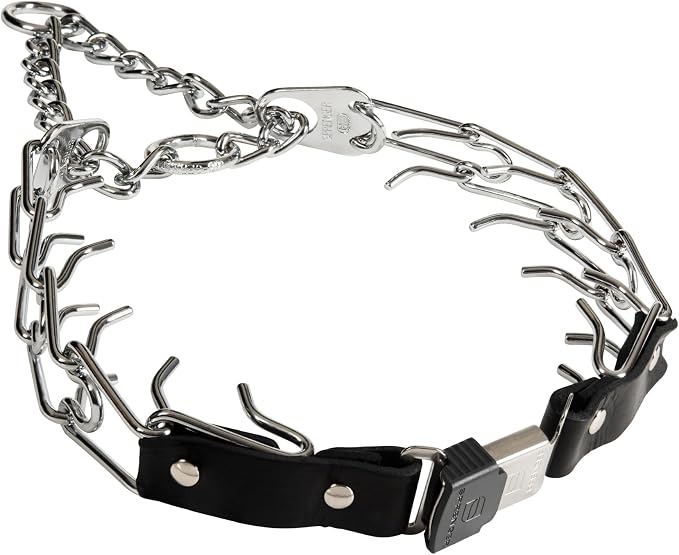 Herm Sprenger Prong Collar for Dog Training with Easy Quick Release Cliclock & ORing - German Made Dog Collar with Chrome Plated Steel 4mm Prongs for Extra Large Dogs (26-31" Neck)