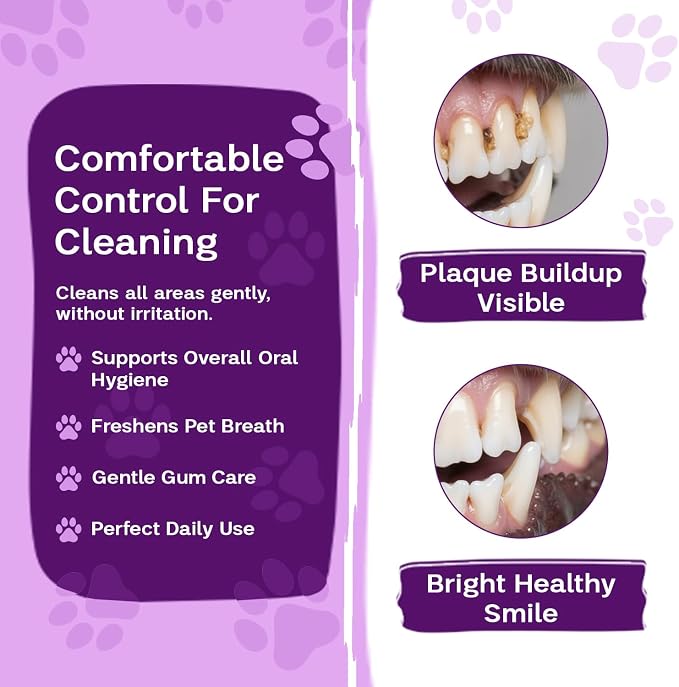 Dog & Cat Dental Wipes - Finger Toothbrush for Plaque, Tartar & Breath | Dental wipes help remove plaque, tartar & bad breath for dogs, cats & small pets, easy at-home oral care, 50 Wipes, Mint