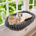 CHEERPALS Cloud Cat Window Perch for Indoor Cats Hammock Bed Foldable | Reversible Cushion Removable Washable, Breathable Soft All-Season, Sturdy Strong Suction Cups Support, Cordless(Grey,Large)