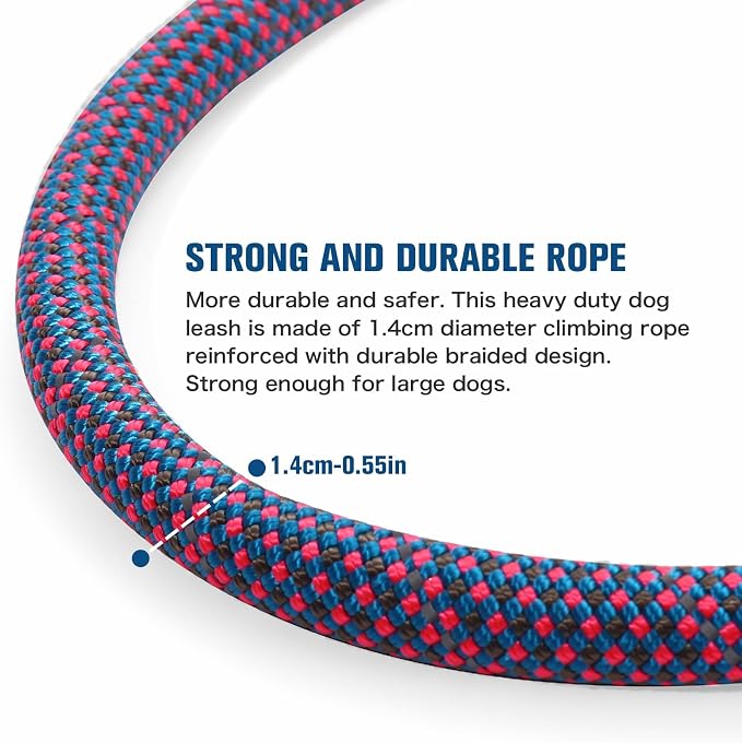 Nylon Rope Dog Leash, Purple, 5 FT - 3/5" | Reflective, Handmade Braided, Heavy Duty, For Medium Large Dogs