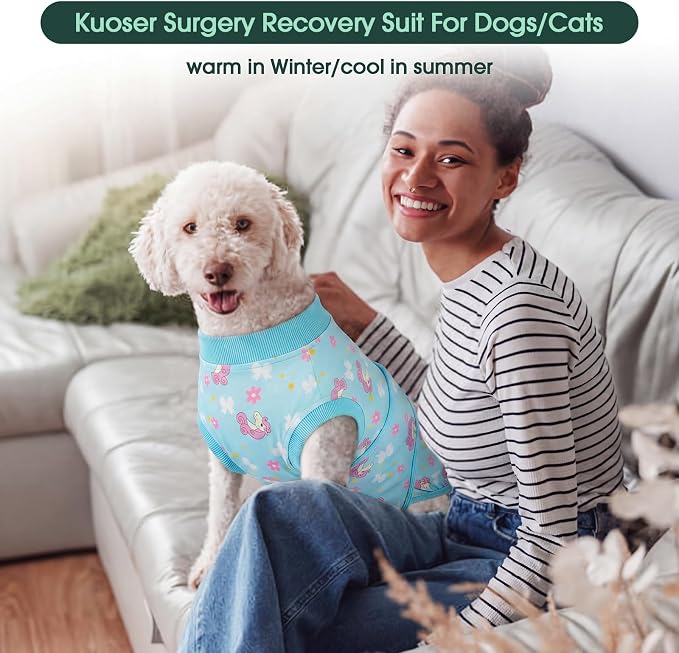 Kuoser Dog Recovery Suit After Surgery, Spay Neuter Surgical Suit for Dogs | Post Surgery Anti-Licking Dog Onesie Protects Wounds and Incisions, E-Collar & Cone Alternative Bodysuit for Female Male Dogs