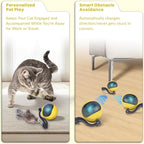 Interactive Cat Toy Ball, Automatic Self-Rolling Cat Toy with Feather Tail, Rechargeable Smart Cat Ball for Indoor Cats（Yellow）
