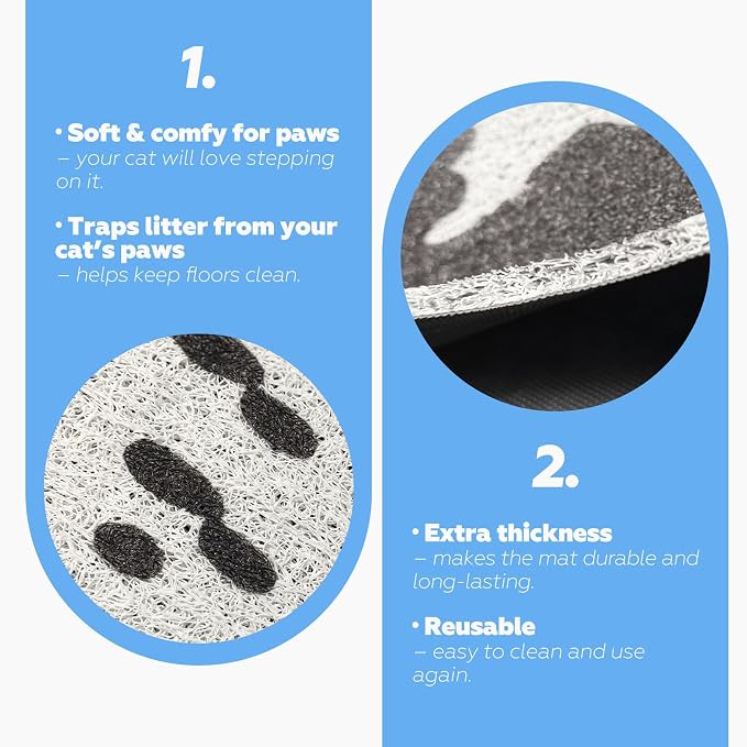 Doro Cat Litter Mat 23x15 Inch Waterproof Litter Trapping Mat | Original Cow Pattern Design, Regular Size, Durable PVC, Easy to Clean, Urine-Proof
