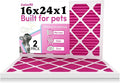 16x24x1 Air Filter (2-Pack) | Made in the USA | Color Changing | Remove Cat and Dog Odor | MERV 8 for Pet Hair Dander and Dust | 15.5"x23.5"x0.75" Exact Size