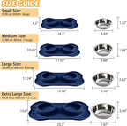 Hubulk Pet Dog Bowls 2 Stainless Steel Dog Bowl with No Spill Non-Skid Silicone Mat + Pet Food Scoop Water and Food Feeder Bowls for Feeding Small Medium Large Dogs Cats Puppies (X-Large, Navy Blue)