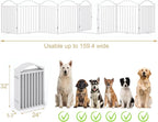 BHG Metal No-Assembly Freestanding Dog Gate with Door Walk Through, Extra Wide 96", Extra Tall 32" Pet Gate, Accordion Puppy Folding Playpen Dog Fence, with 4PCS Support (White, 8 Panels)