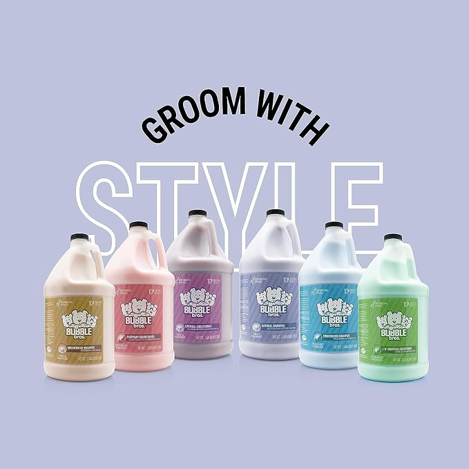 Bubble Bros. Whitening and Brightening Dog Shampoo for All Coats, 1 Gallon | 12:1 Concentrate, Brightens All Coat Colors, Restores Shine and Moisture, Vanilla Scent, Pet Grooming Wash, Groomer Grade