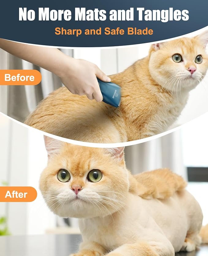 oneisall Pet Clippers for Cat Matted Hair, Quiet Pet Shaver for Cats | Waterproof Cordless Cat Clippers for Matted Long Hair with Storage Bag,Lightweight and Easy to Use for Cat, Pet, Small Dog