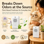 Cat Litter Deodorizer, Smart Odor Control for Cat Litter Box, Plant-based Cat Odor Eliminator, Rechargeable Pet Odor Eliminator with Plant-Based Oil, Safe & Quiet Air Freshener for Pet Homes