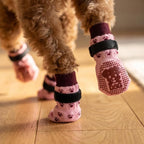 Dog Shoes for Hot Pavement, Breathable Dog Booties to Prevent Licking Paws for Paw Protector Non Slip Puppy Grippy Socks & Paw Covers for Hardwood Floor (Pink, M)
