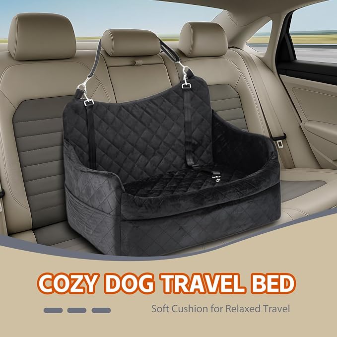 Dog Car Seat for Large Dogs up to 55 lbs, Heavy Duty Booster Seat | Reinforced pet car seat: safety tether, adjustable straps, waterproof Oxford fabric, anti-slip base for SUV, car & truck