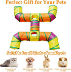 4-Way Large Cat Tunnel, H Shape Cat Tube Toy with Interactive Playing Balls, Peek Hole for Indoor Cats, Kitten, Kitty, Puppy, Rabbit (Multicolor)
