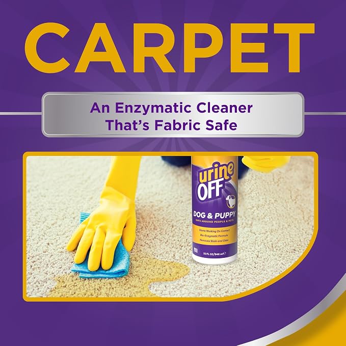 urineOFF Puppy & Dog Pet Stain Remover | Freshly Scented Carpet Cleaner | Bio Enzymatic Stain & Urine Odor Eliminator | Pet Safe Cleaner | 32 oz.