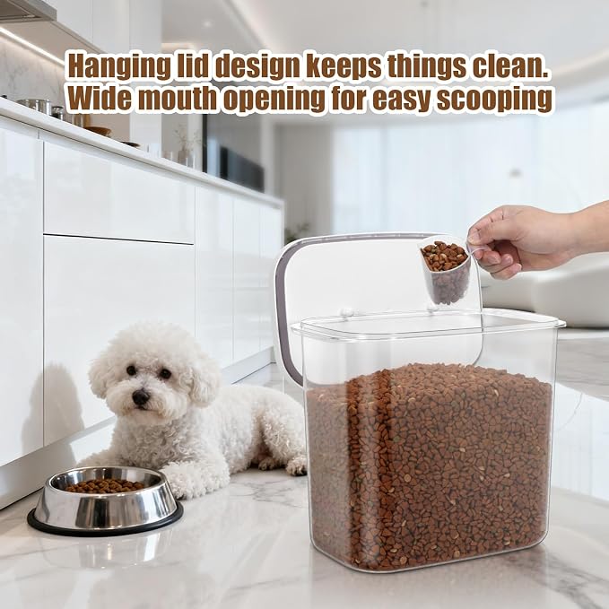 TBMax Dog Cat Food Storage Container 12-15 Lbs with Easy-Carrying Handles, Stackable Pet Food Dog Treat Container with Pop Up Lids, Airtight Food Storage Bin for Kitchen Organization