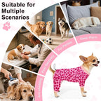 Bienbee Dog Pajamas, 4 Pack Adjustable Onesies for Small to Large Dogs S | Dog Shedding Suit with Soft Fabric, Breathable & Stretchy, and Adjustable Back Length for Sleeping Lounging and Daily Use