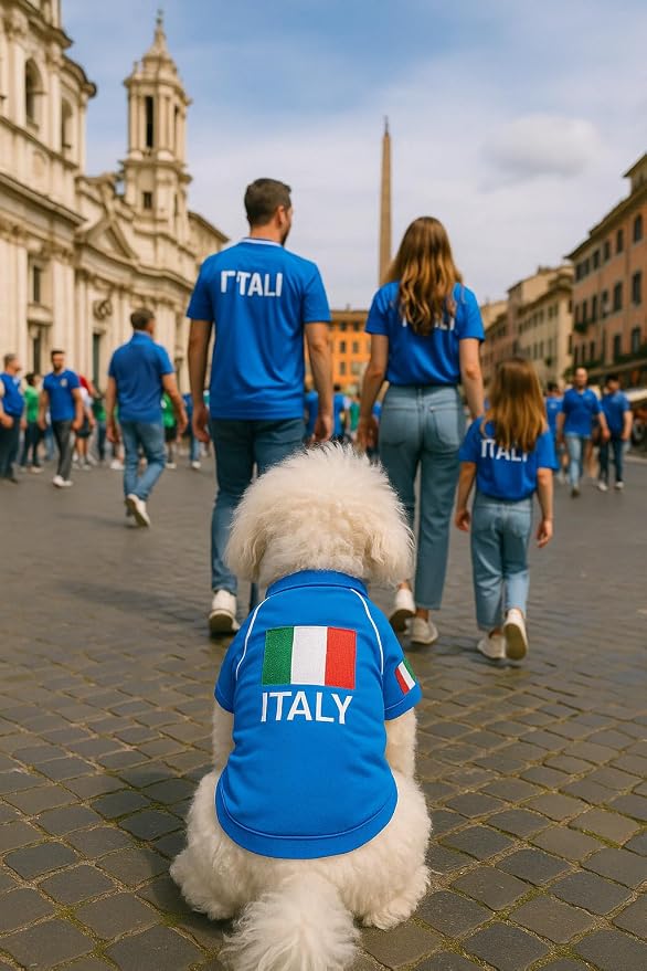 Parisian Pet Italy Dog Jersey - Breathable Mesh Puppy Football Jersey - Stretch Sporty Dog Clothes - Summer Shirts for Small Dogs - Soccer Jersey for Dogs - Sportswear Pet Clothes - Team Italy Apparel