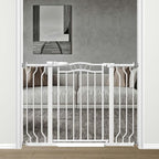 Fairy Baby 29.5"-43.7" Extra Wide Baby Gates No Drill, Auto Close Press Mounted Dog Gate for Doorways, Adjustable Width Walk Through Pet Gates for The House, White