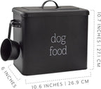 AuldHome Design Retro Dog Food Canister (Black); Modern Farmhouse Style Storage Bin for Pet Food