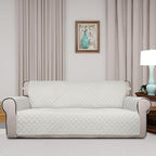 PureFit Reversible Quilted Sofa Cover Dog Couch Covers for Sofa, 66 in | Ivory/Ivory, Water Resistant Couch Protector, Washable Pet Couch Cover with Non Slip and Elastic Straps For Kids