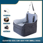 Dog Car Seat for Small Dogs, Elevated Booster Seat with Leash | Washable Pet Travel Bed with Anti-Slip Base, Cozy Padded Car Seat for Dogs Up to 30 lbs, Secure & Comfortable Road Trips